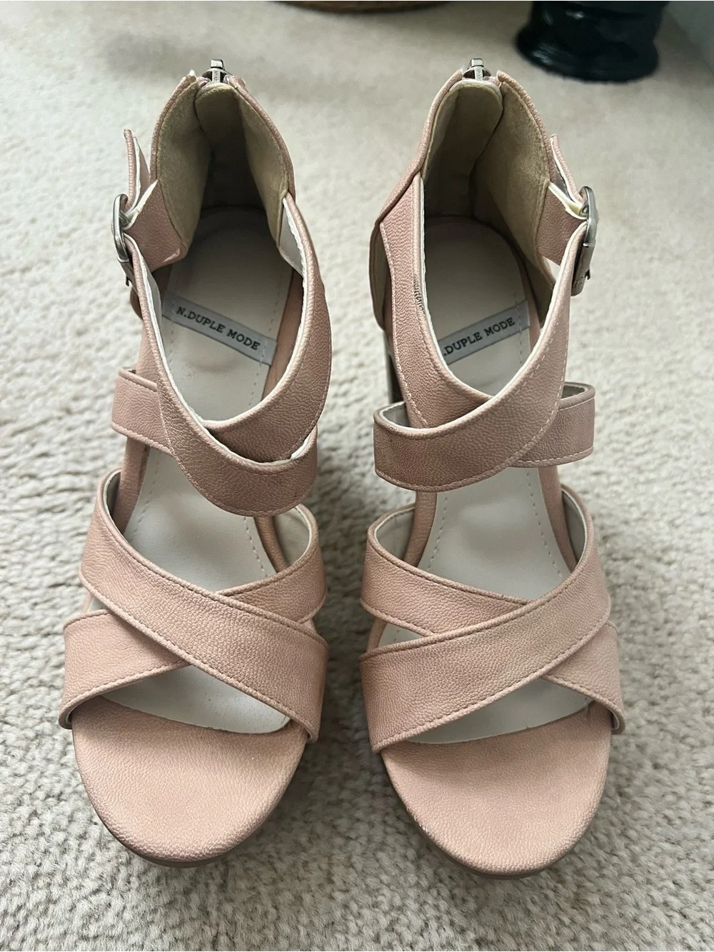 Women's Strappy Platform Heel in Blush Pink